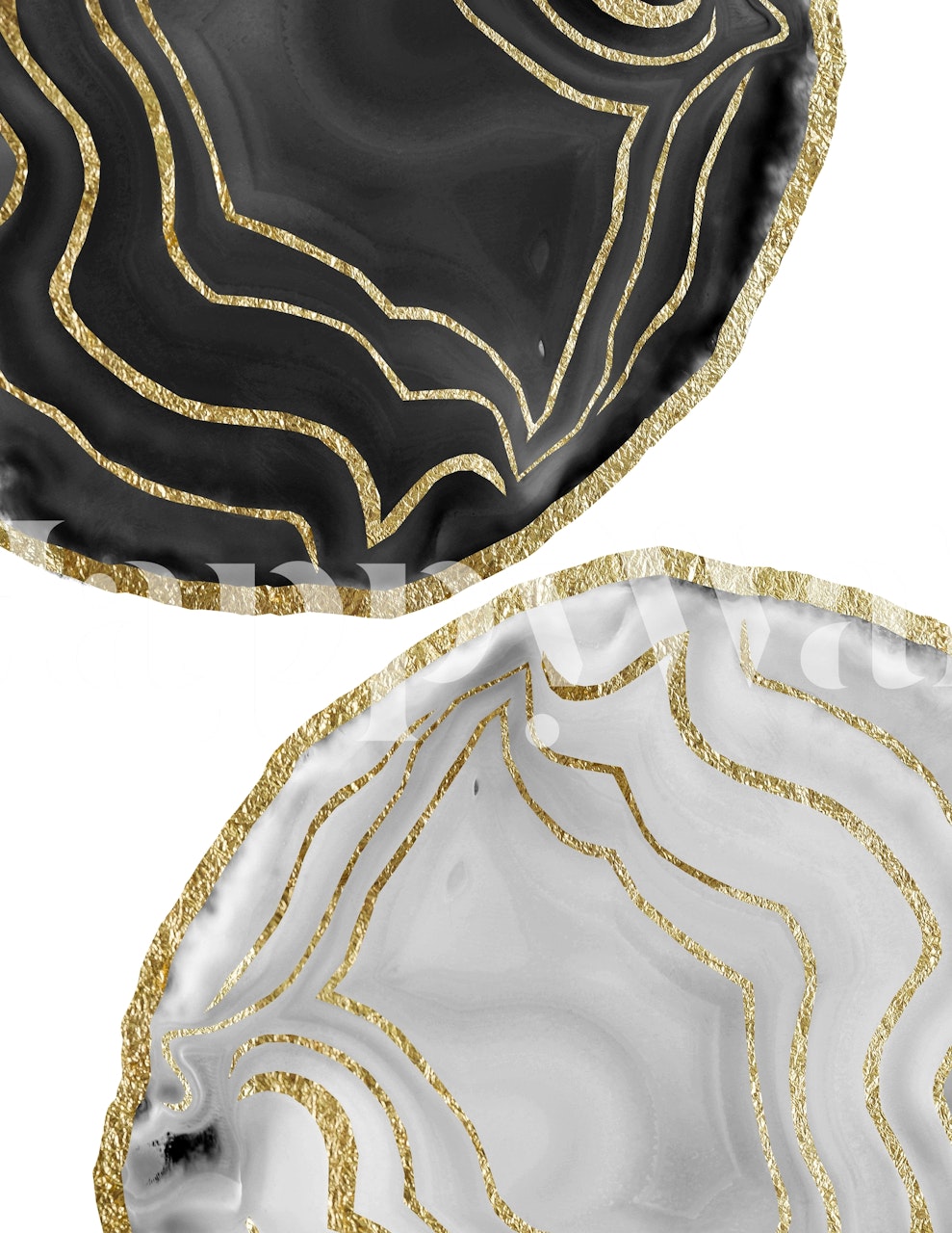 Black and white agate pattern with gold veins wallpaper