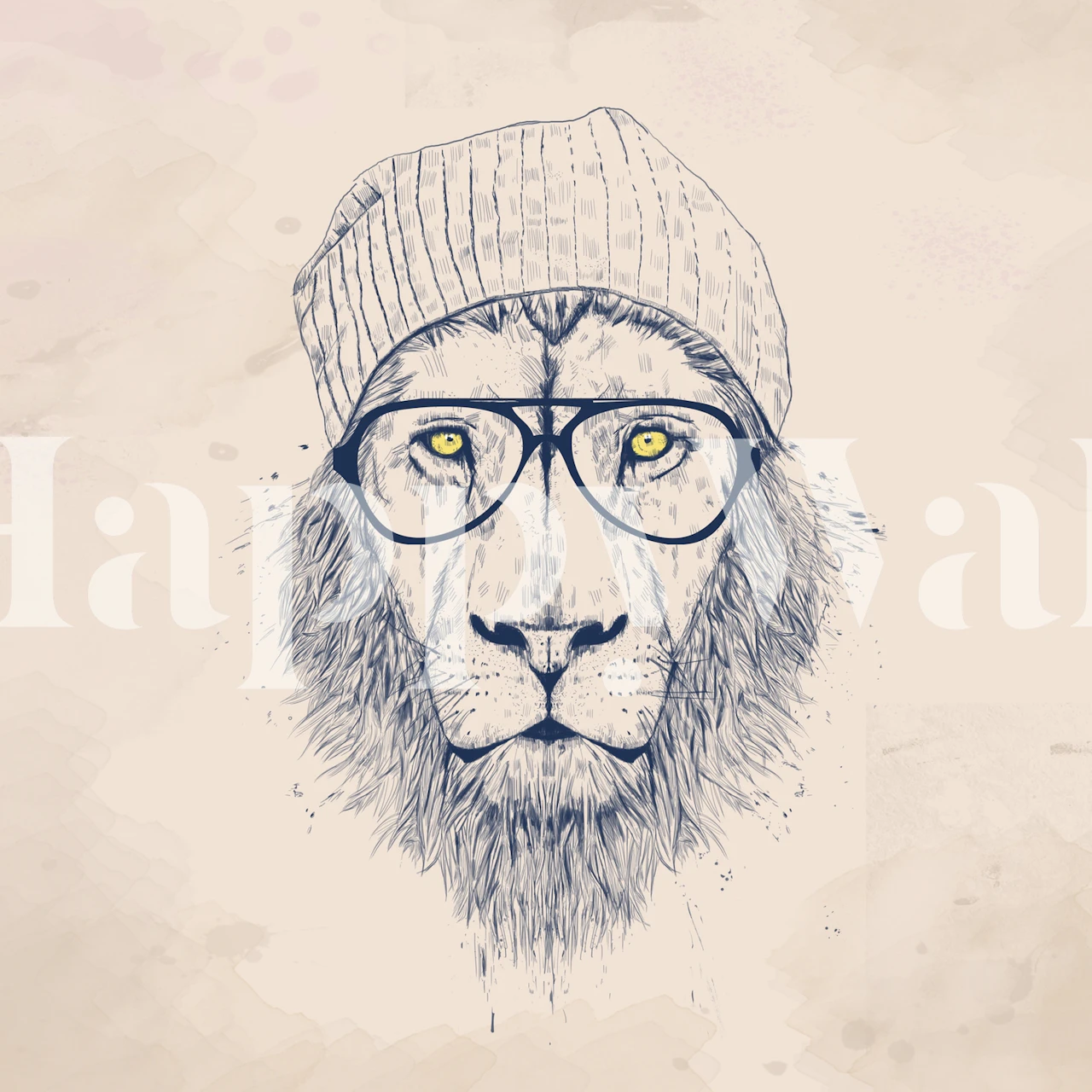 Cool lion wallpaper design in a room