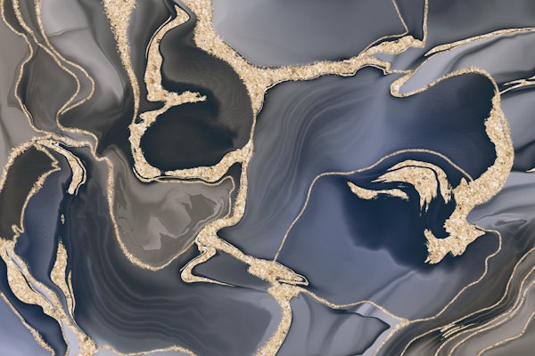 Marbled Ink Brown Blue Gold