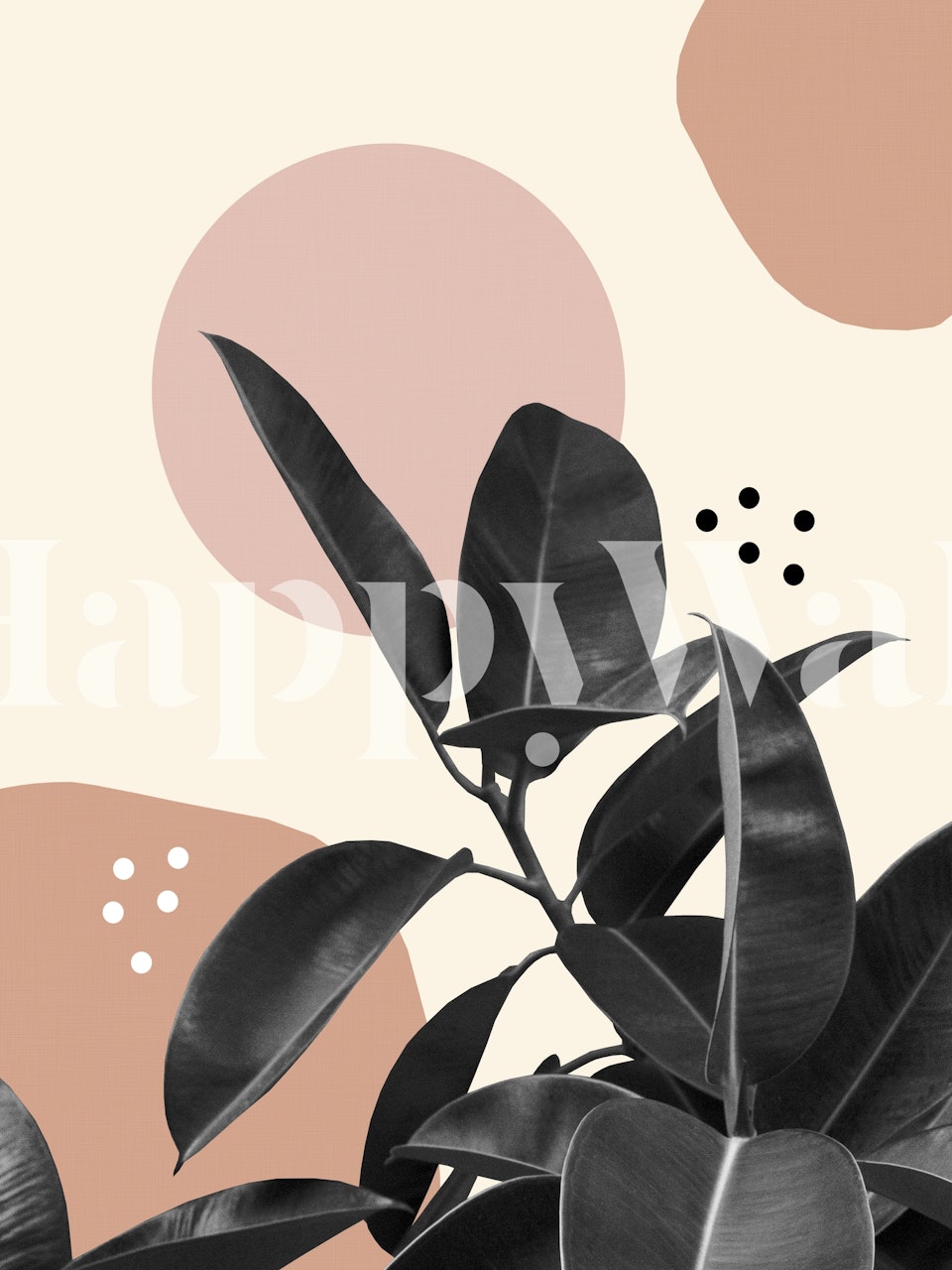 Abstract Ficus Leaves Wall Mural with Pastel Background