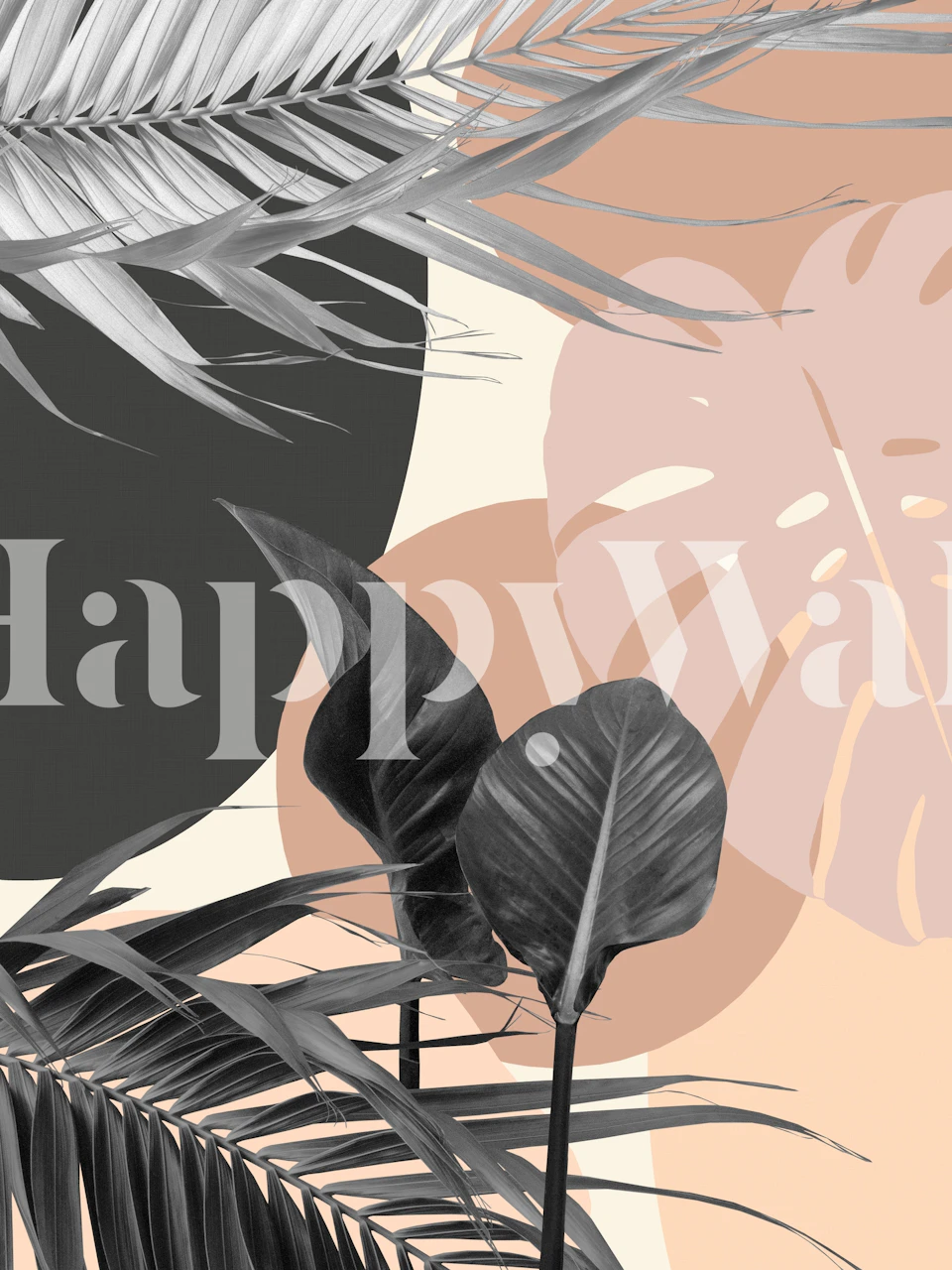 Tropical leaves wallpaper design in room