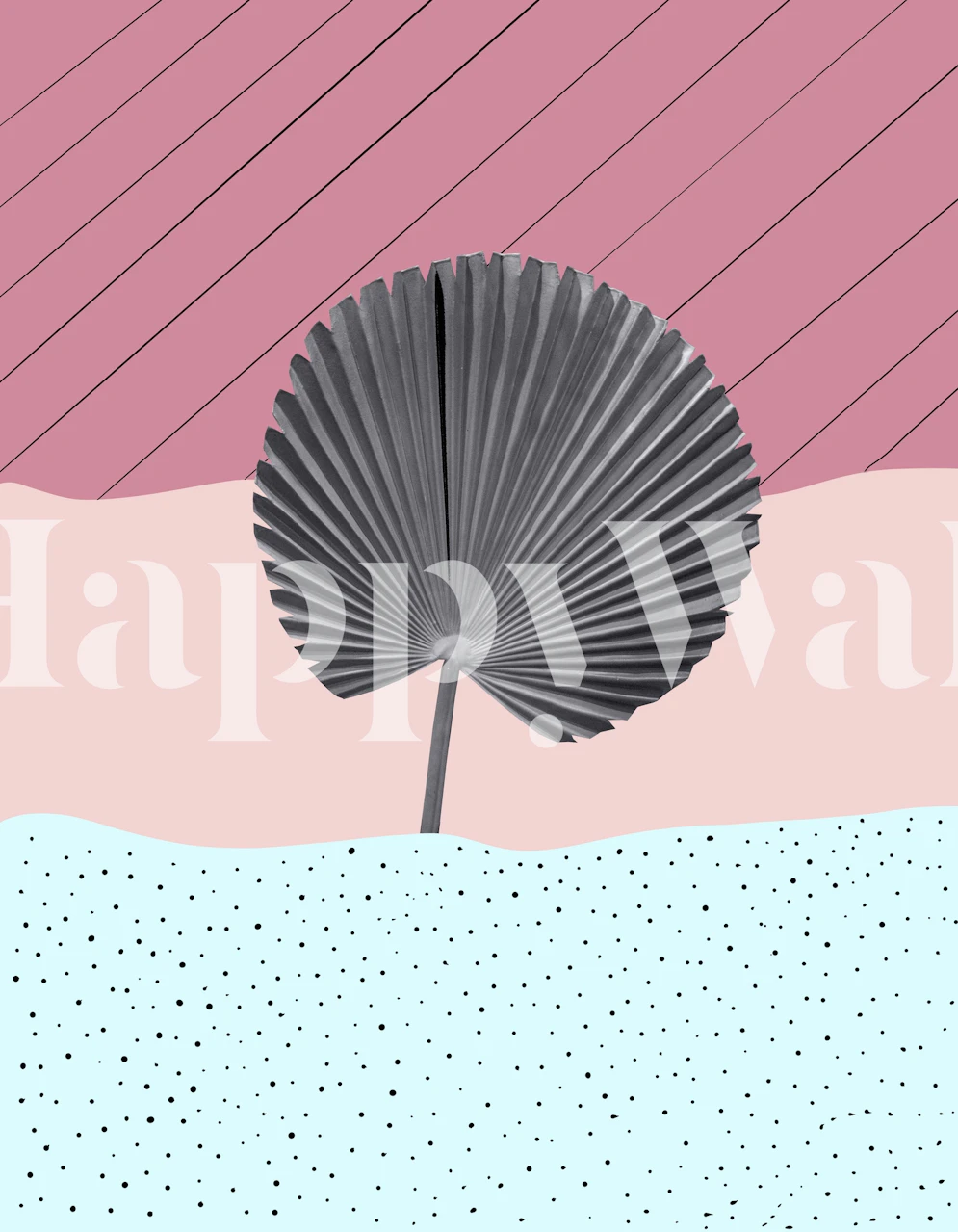 Fan palm abstract wallpaper in a room