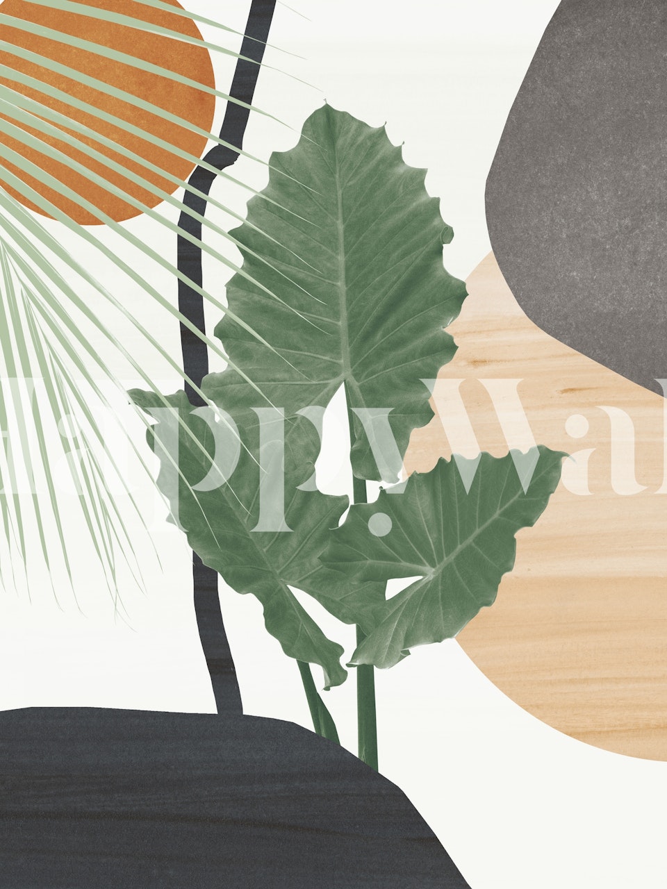 Tropical Leaves Abstract carta da parati in una stanza