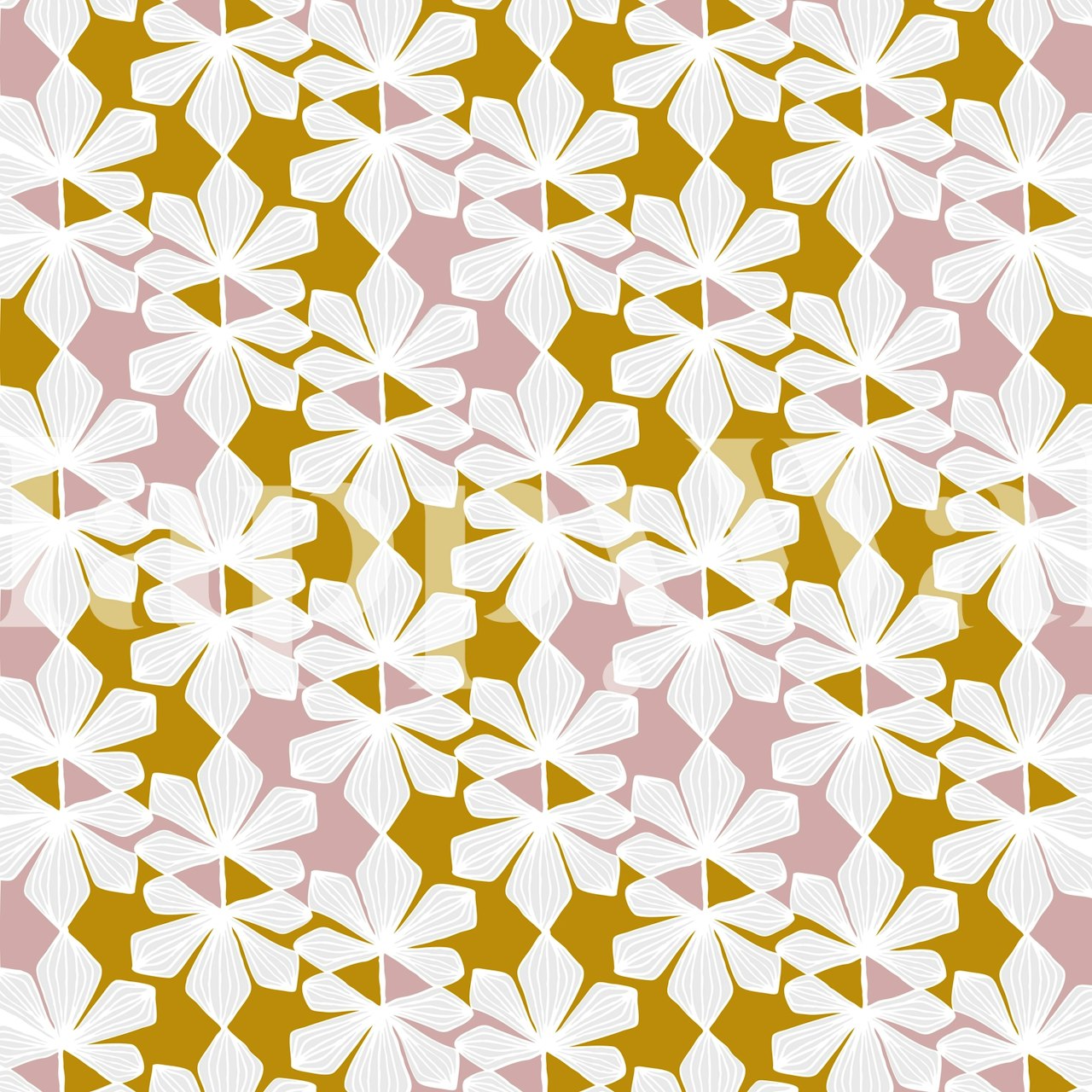 Zidna slika s uzorkom lišća kestena s bijelim botaničkim dizajnom na pozadini boje kestena