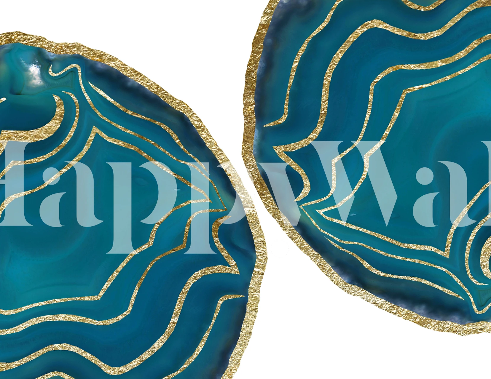 Teal blue agate wallpaper with gold accents