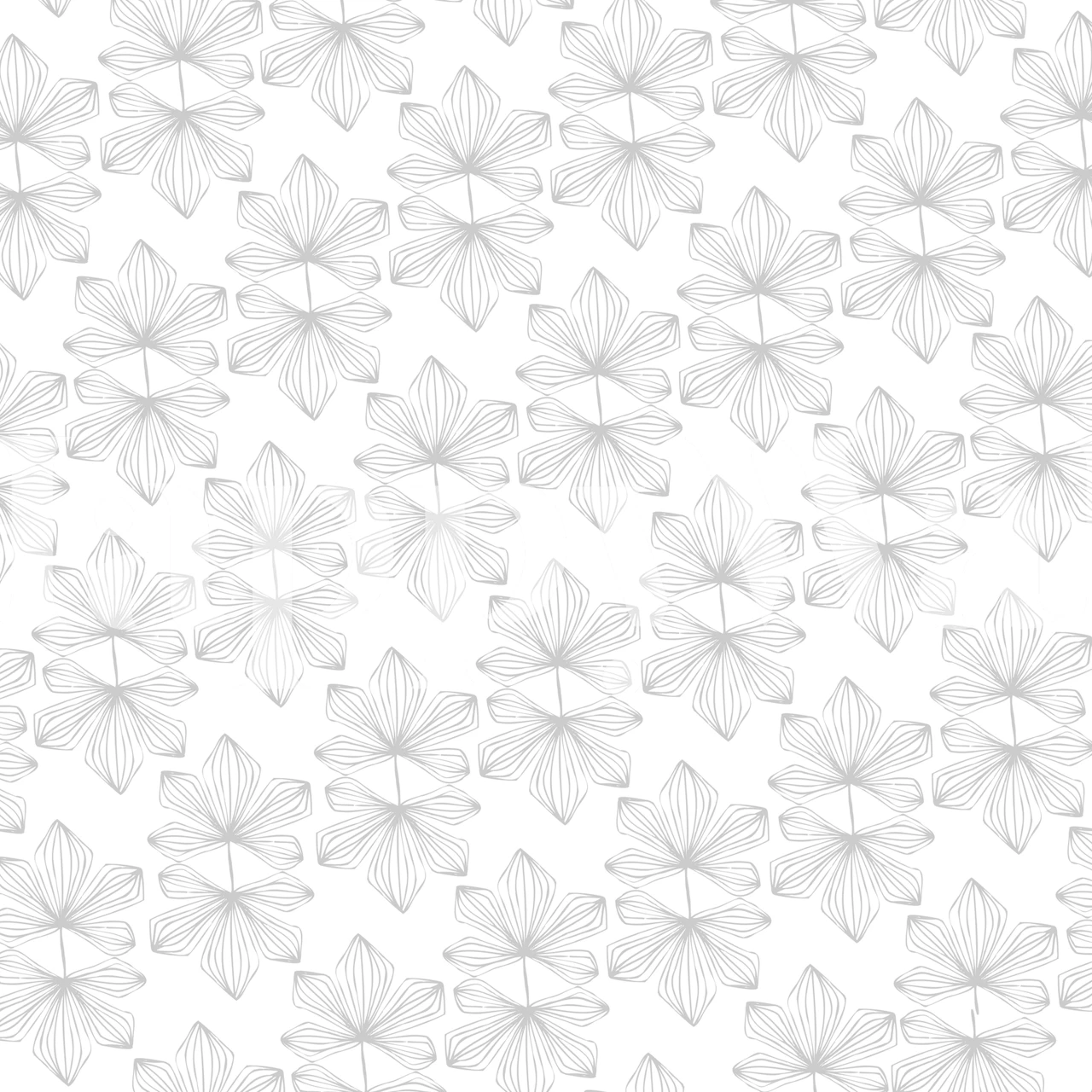 White line art floral pattern wallpaper