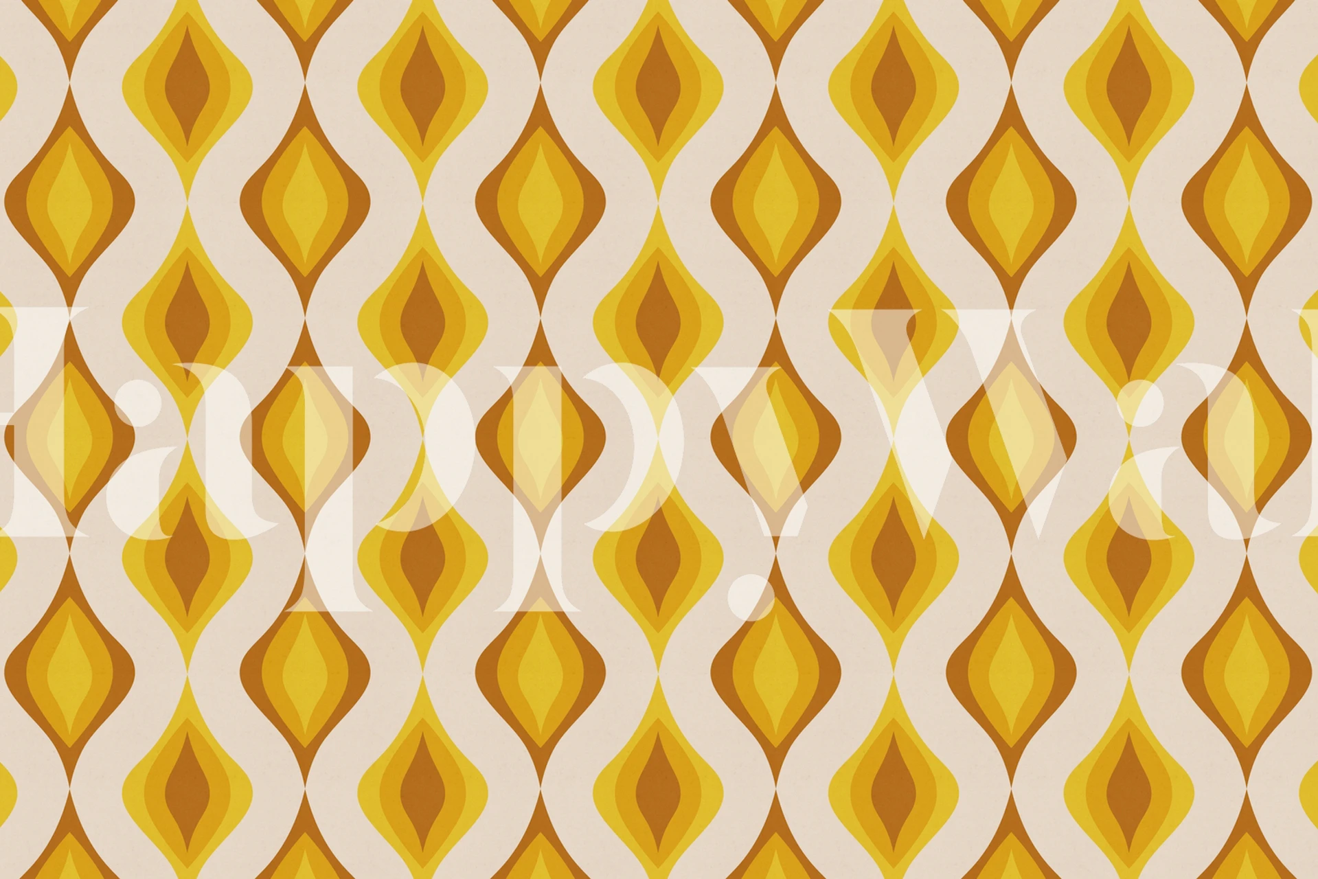 Geometric retro wallpaper in yellow and brown hues