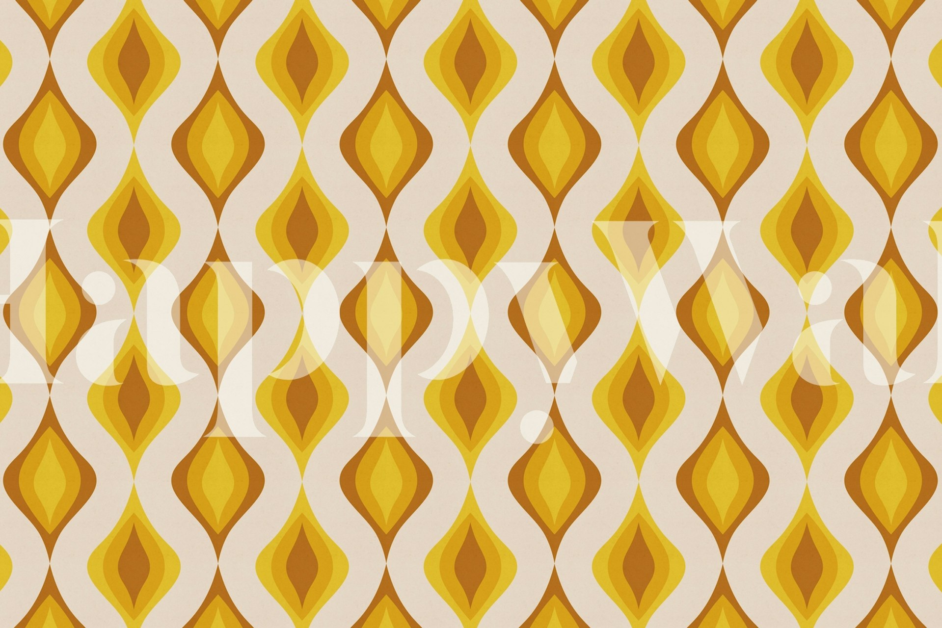 Geometric diamond pattern in yellow and orange wallpaper