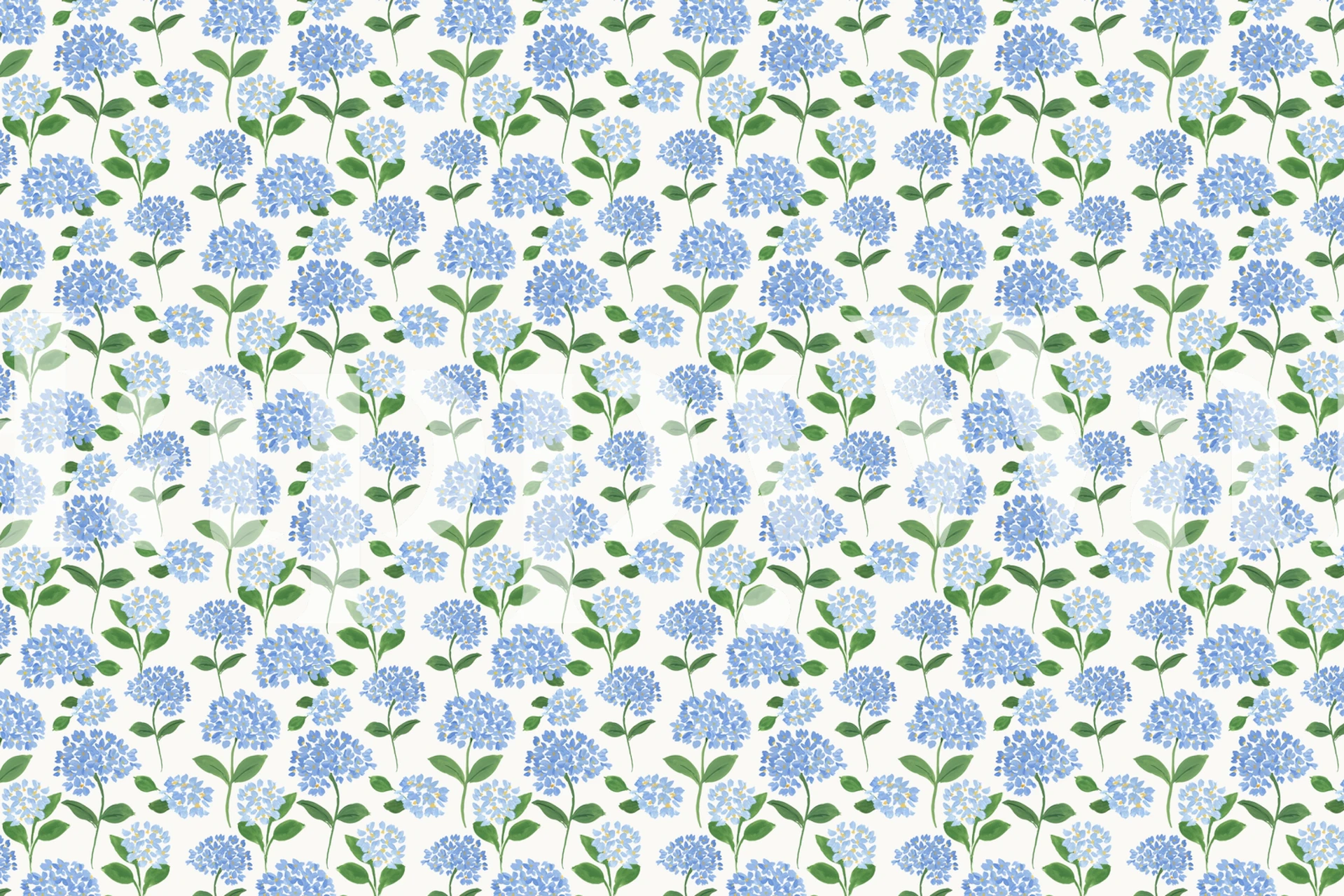 Motif Blue Hydrangea Wallpaper dans une pièce