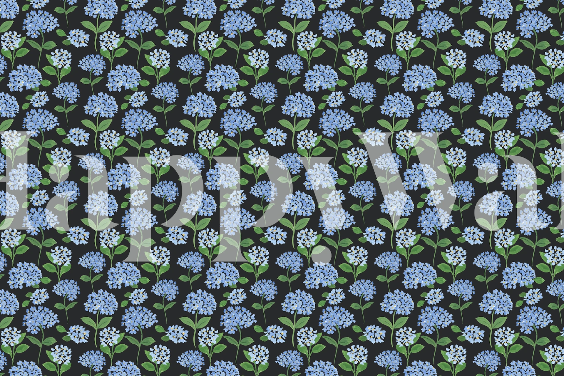 Hydrangea pattern wallpaper w pokoju