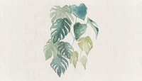 Tropical watercolor monstera leaves - beige wallpaper