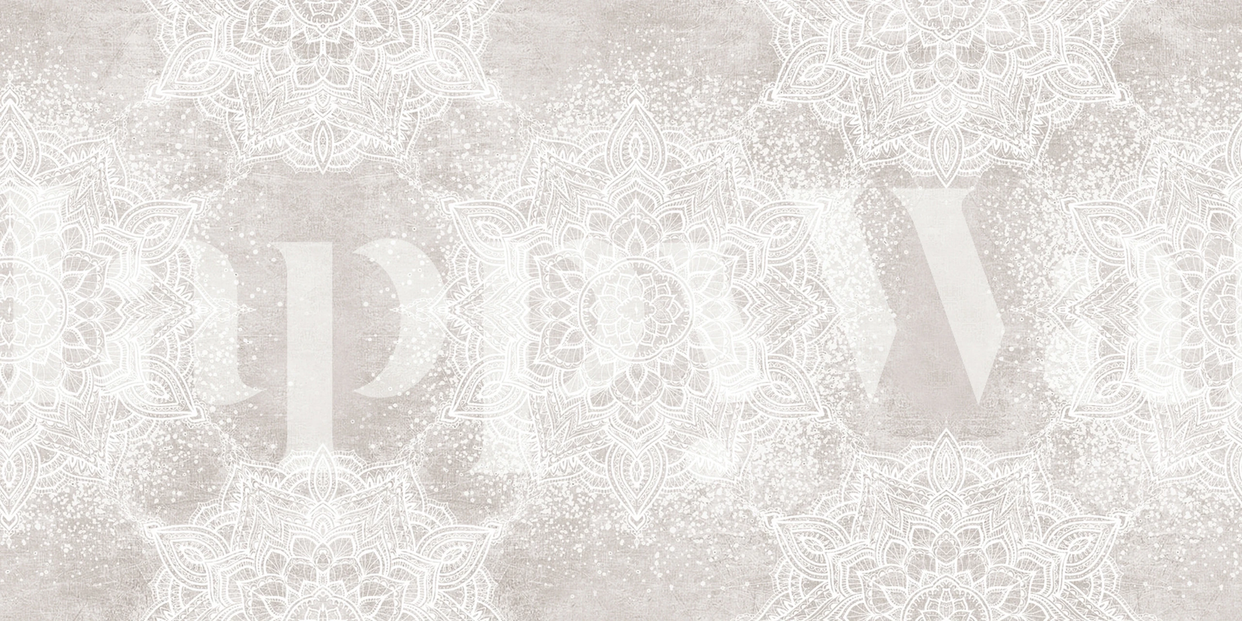 Grey mandala pattern design on a soft background wallpaper