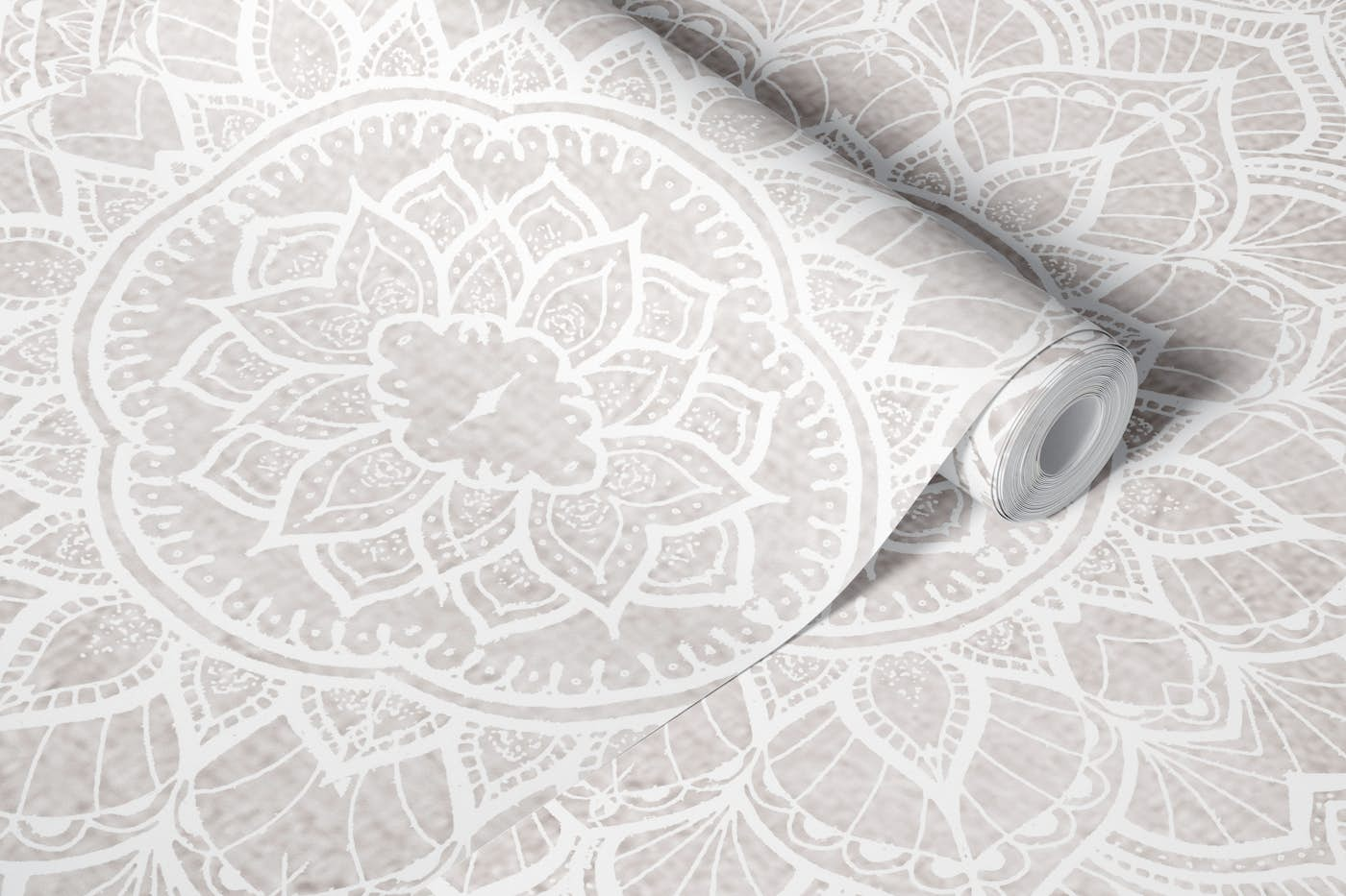 Vintage neutral boho mandala wallpaper roll