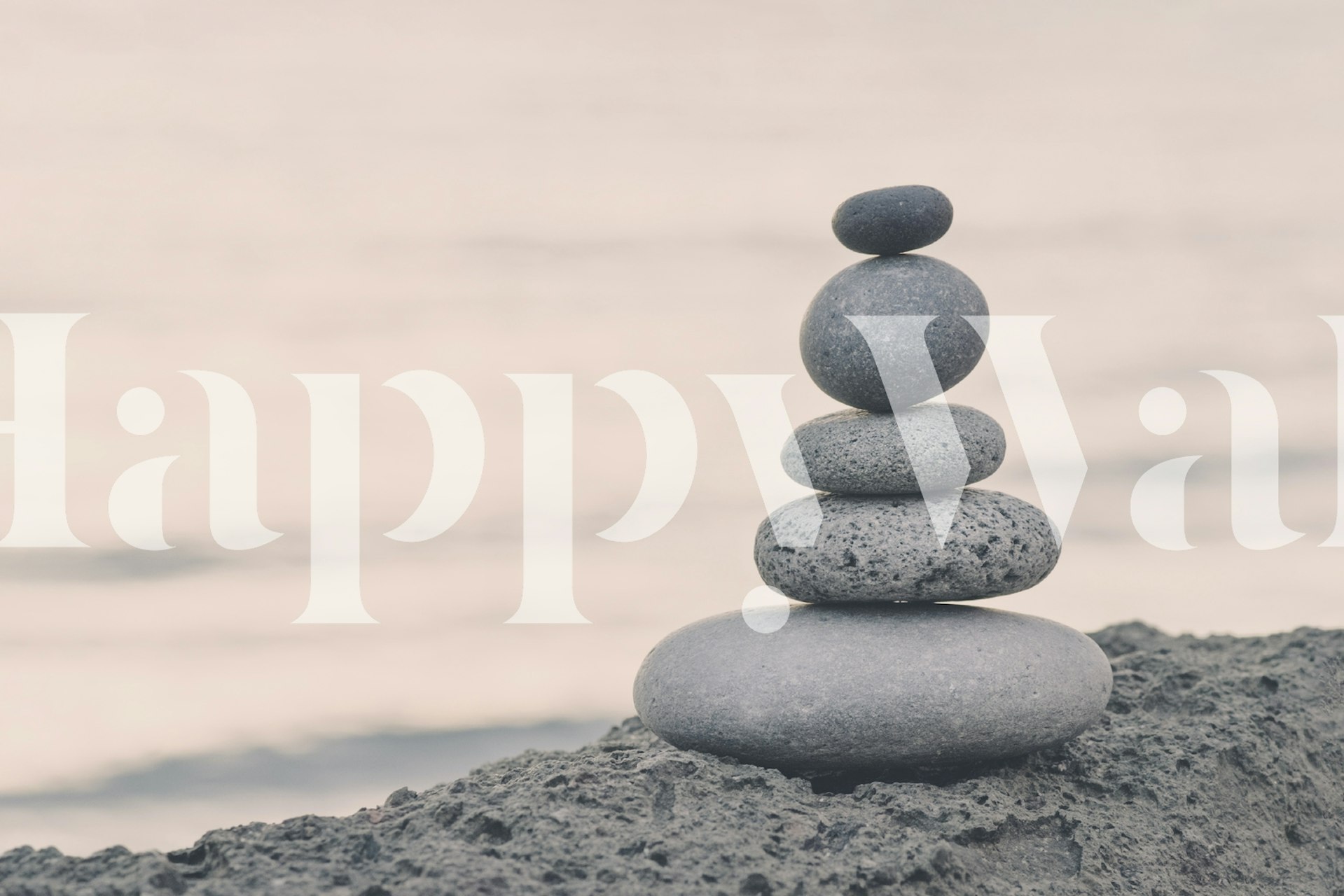 Zen steinvarde på en rolig strand i skumringen veggmaleri