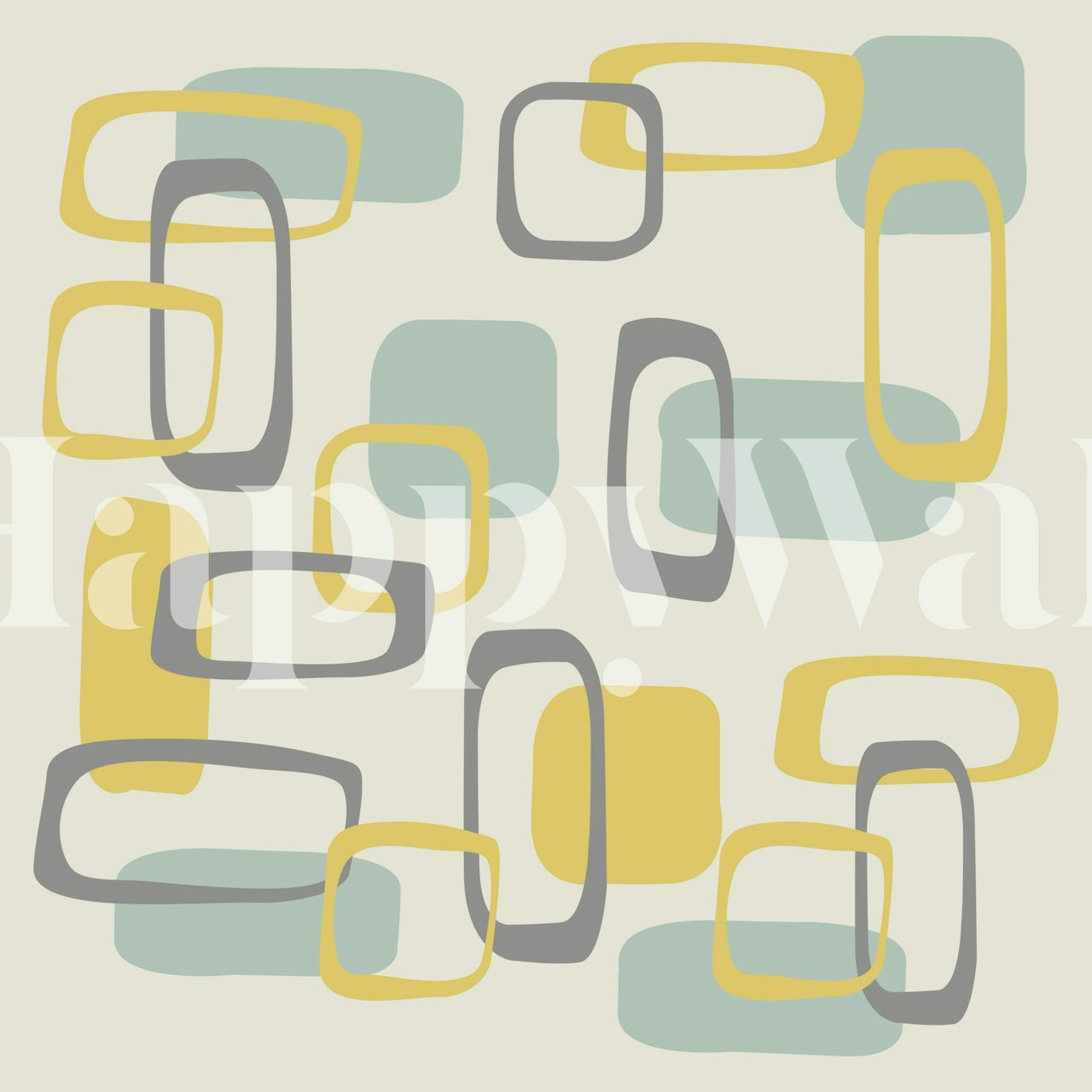 Ταπετσαρία Mid Century Squares Pattern σε ένα δωμάτιο