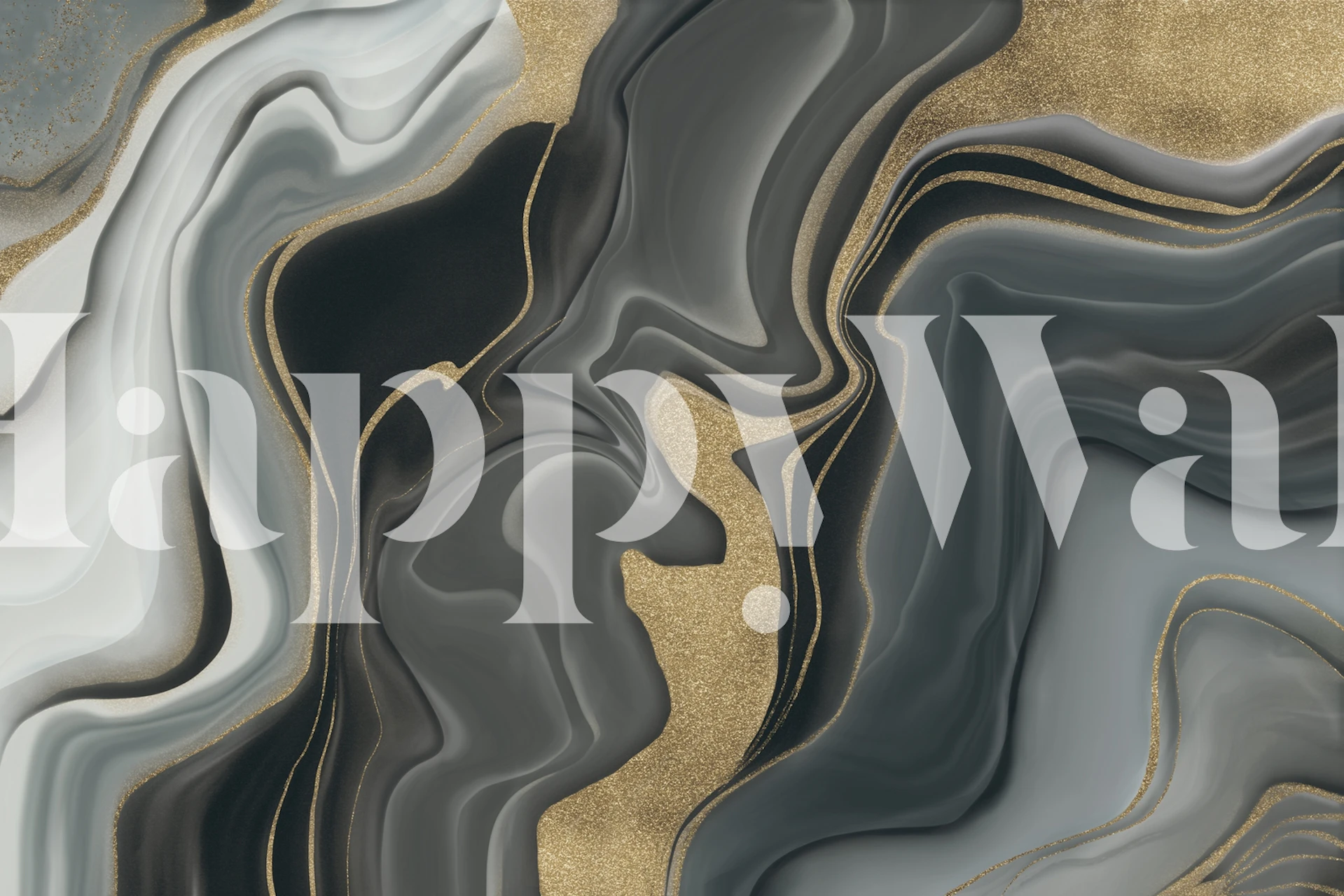Gold and grey marbled swirl patterns wallpaper