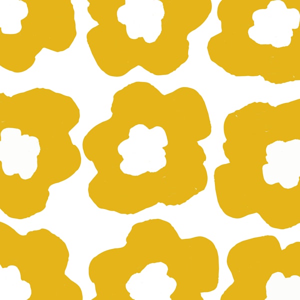 Minimal Retro Flowers Mustard