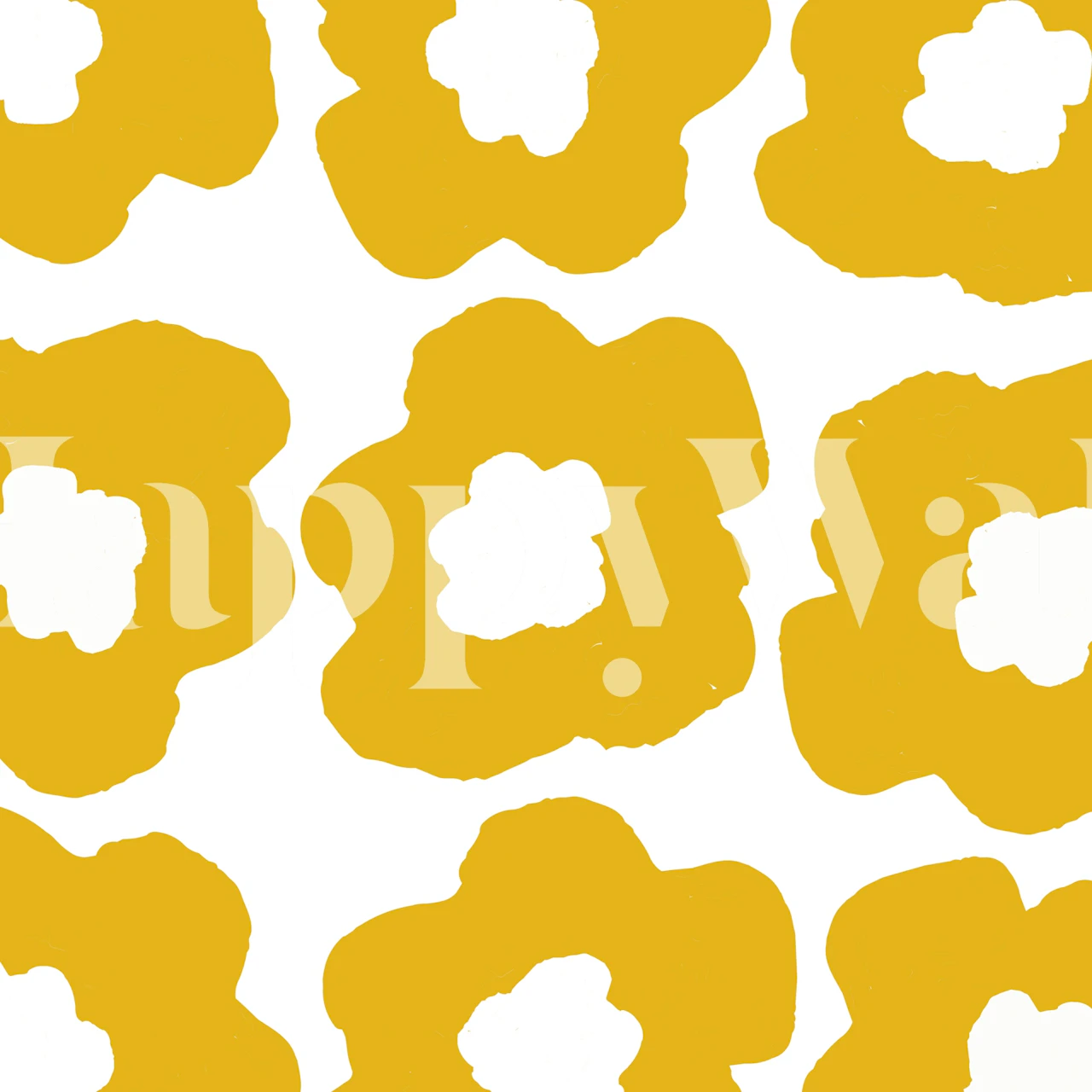 Tapeta z minimalnymi Retro Flowers w Mustard