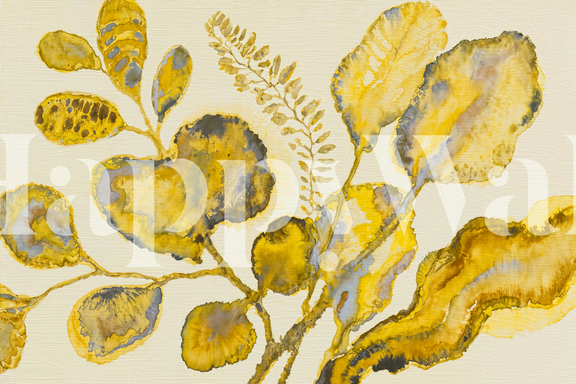 Tapete mit minimal Retro Flowers in Mustard