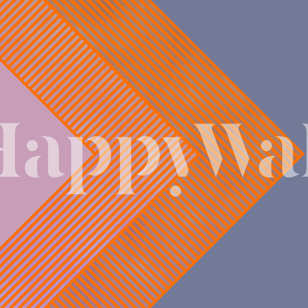 Mid Century Stripes Orange wall mural with dynamic orange lines on a pastel background