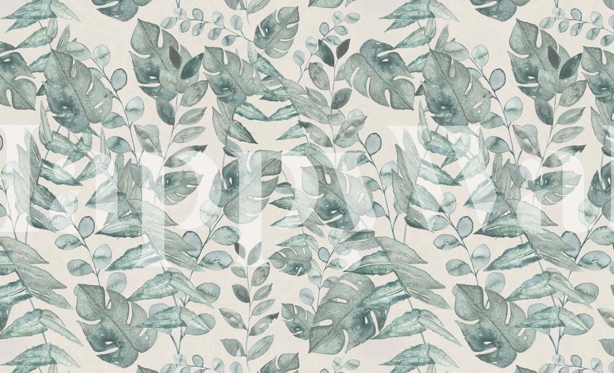 Tropical palm leaves wallpaper em um quarto