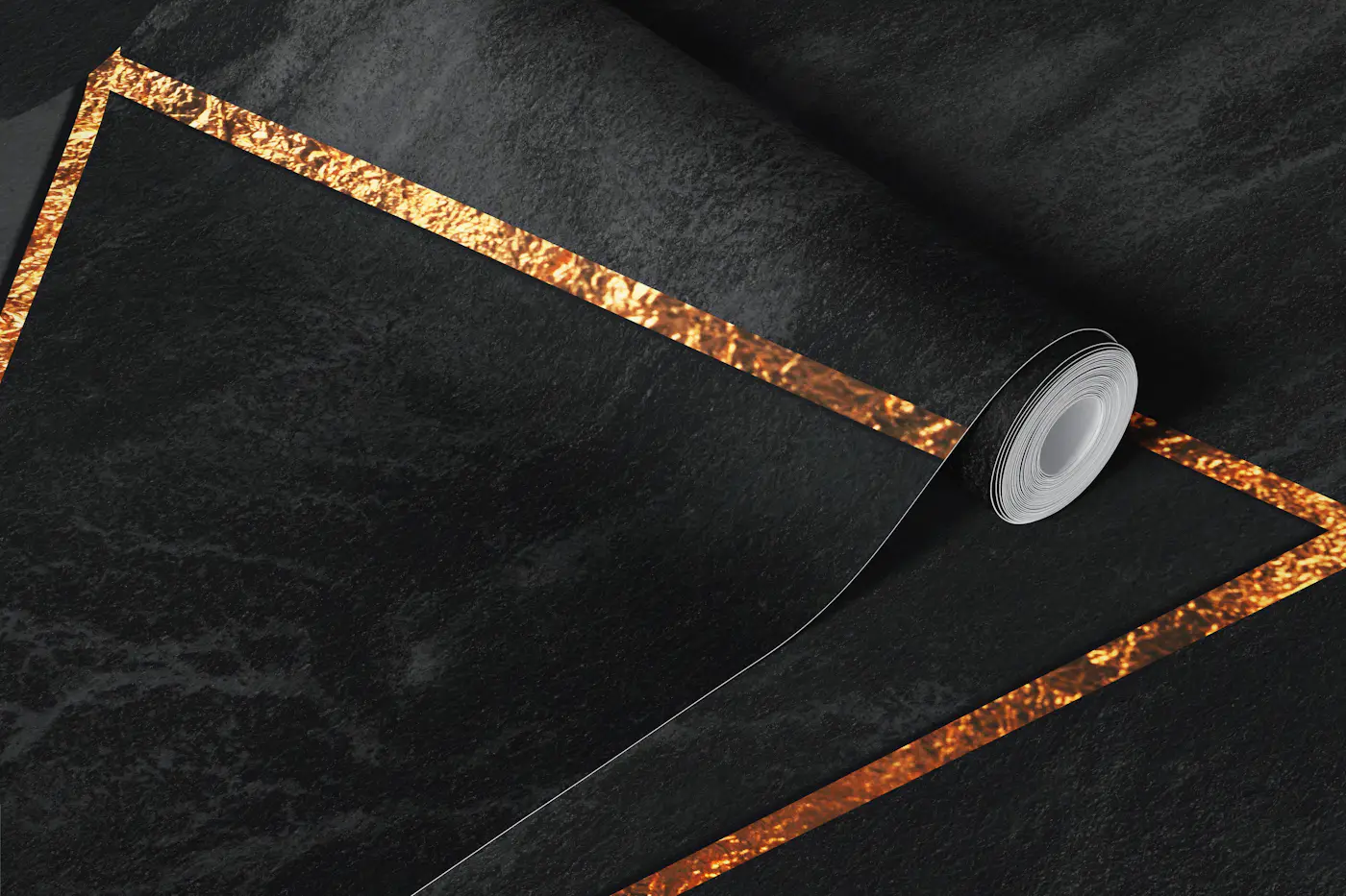Black Ink Gold Copper Geo 1 wallpaper roll