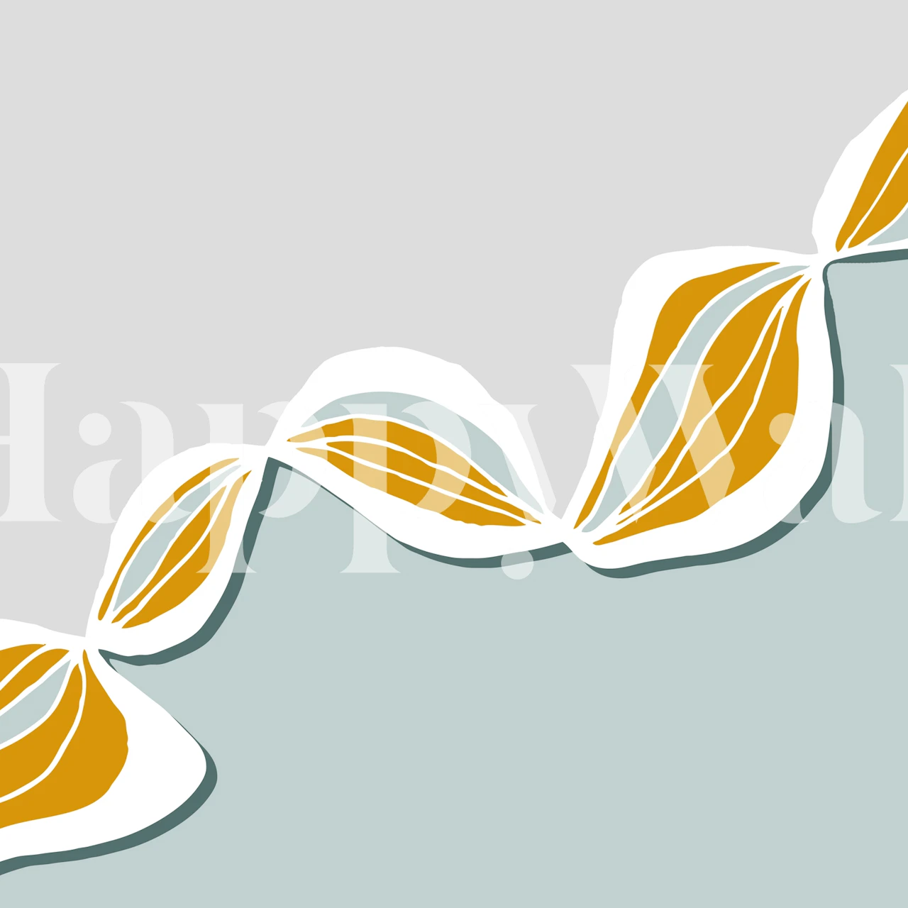 Cream and green floral design with curved patterns wallpaper