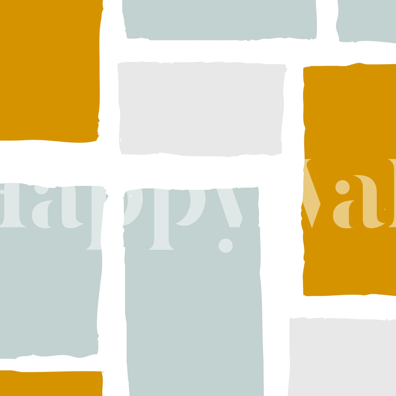 Colorful block pattern wallpaper in a room