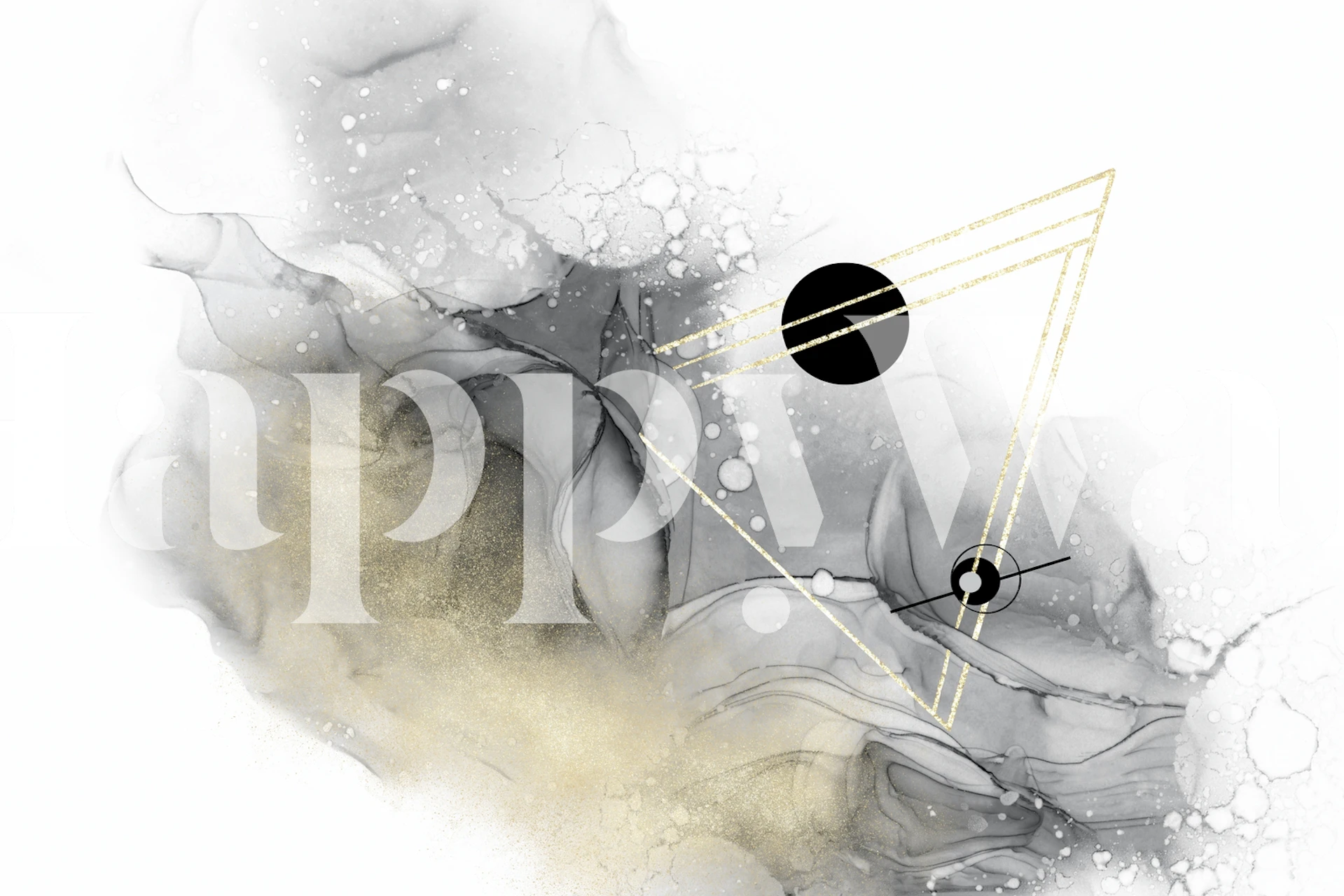 Abstract space-themed wall mural with swirling nebulas and geometric shapes