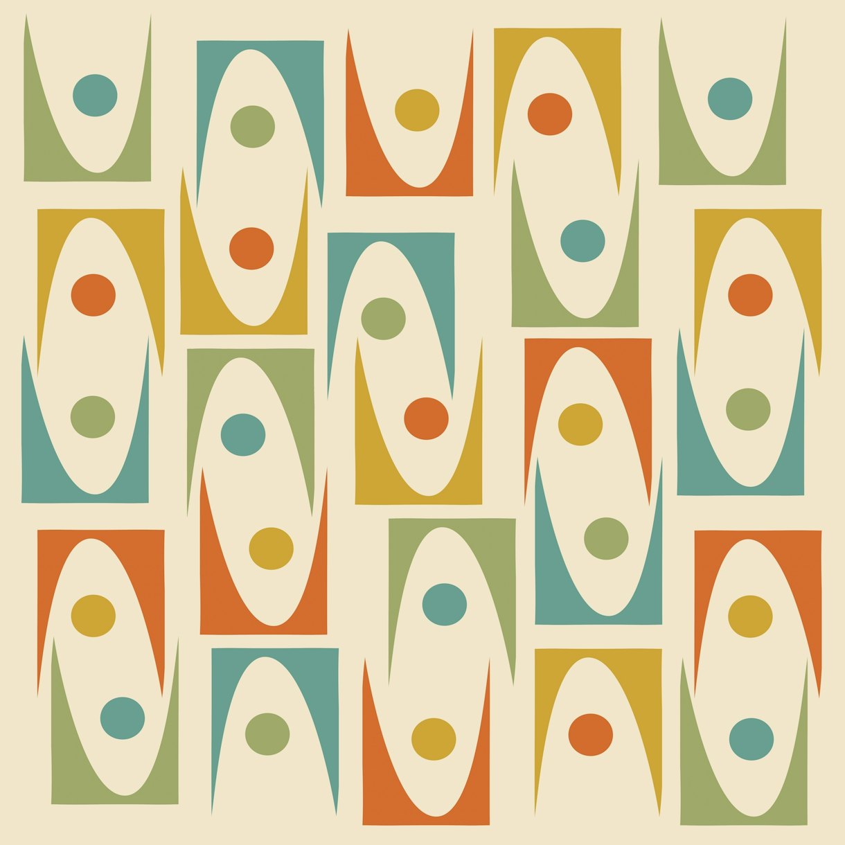 Mid-Century Modern Ornaments Wallpaper - Buy Online | Happywall