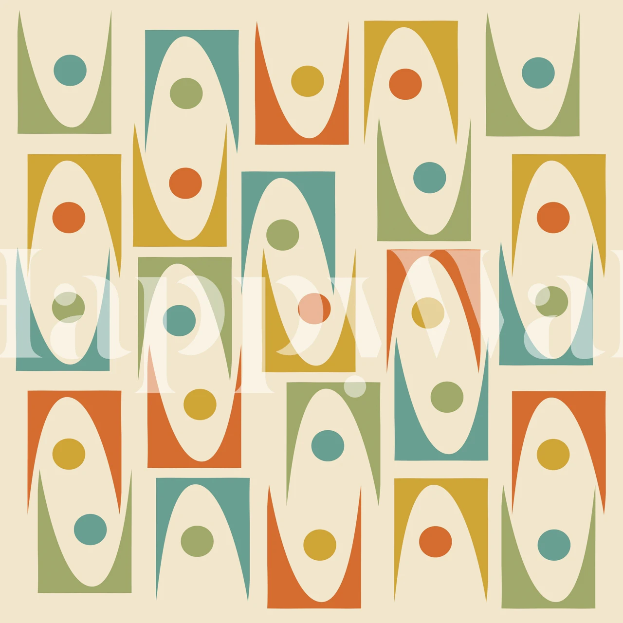 Mid Century Modern Ornaments wallpaper in a room