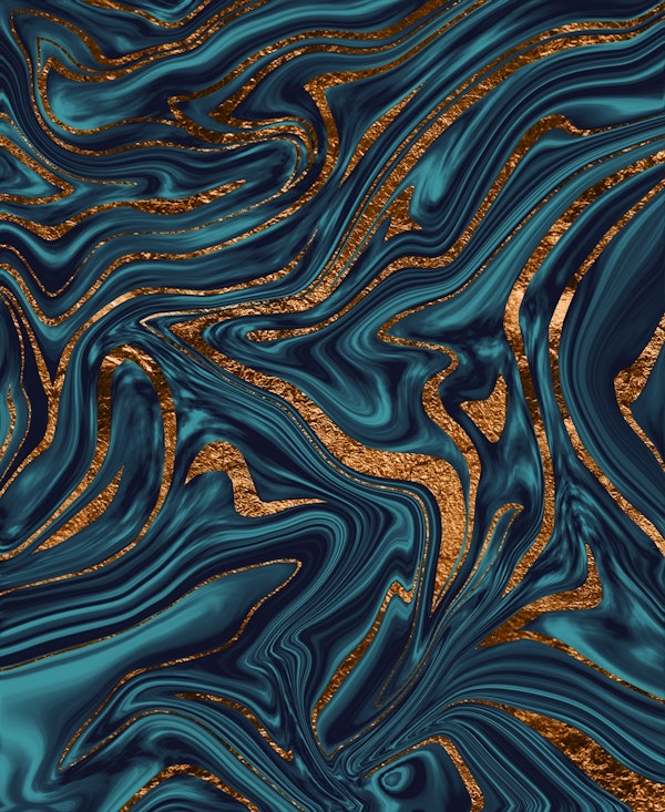 Teal Navy Blue Copper Marble 1