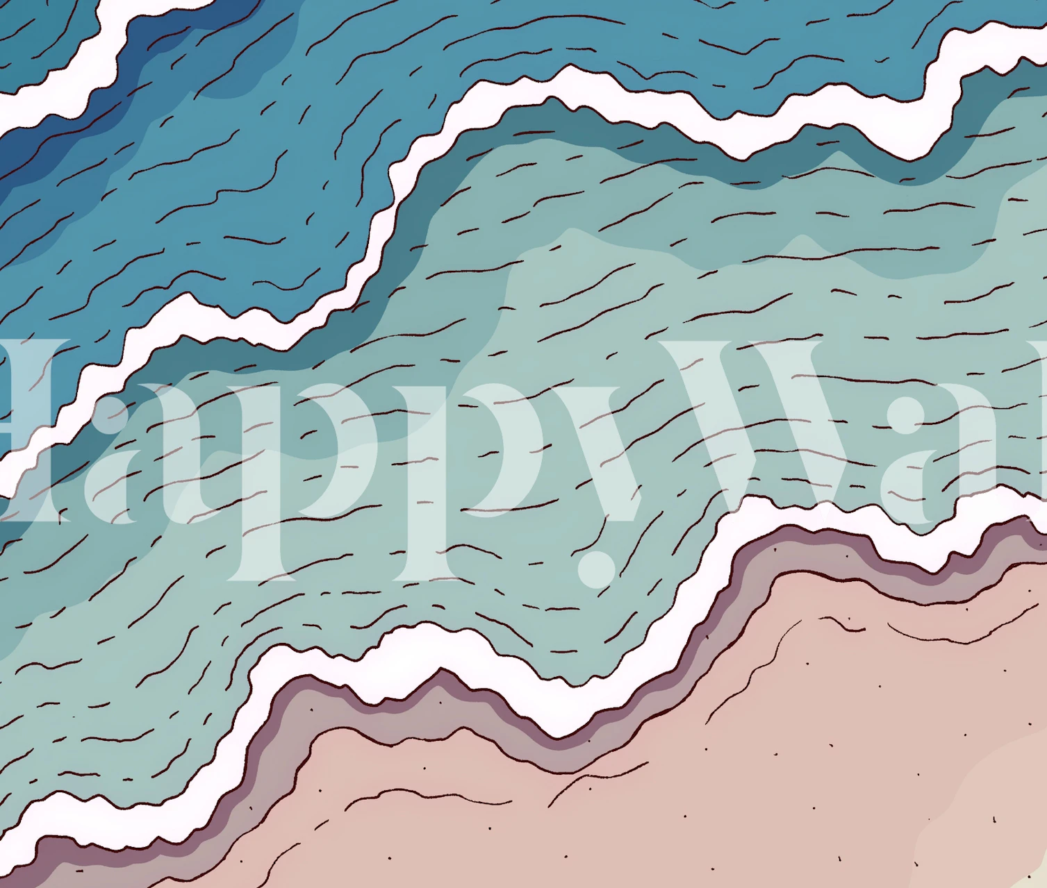 Beach and sea wallpaper design in a room