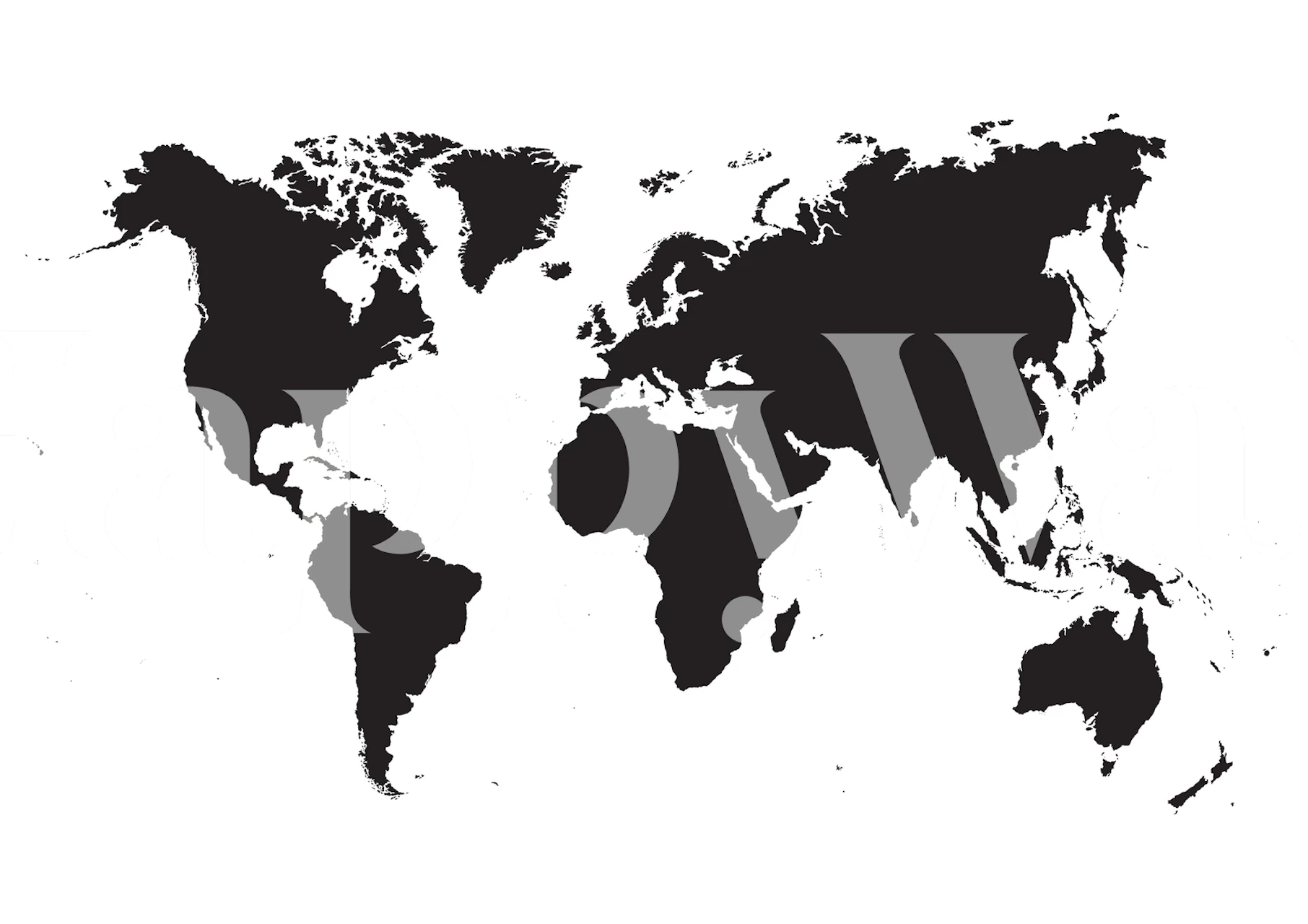 Black and white world map silhouette wallpaper