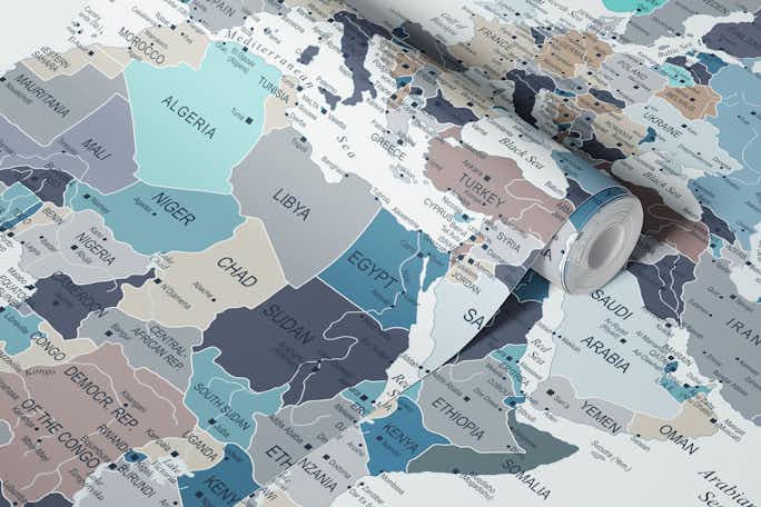 World Map in Neutral Toneswallpaper roll
