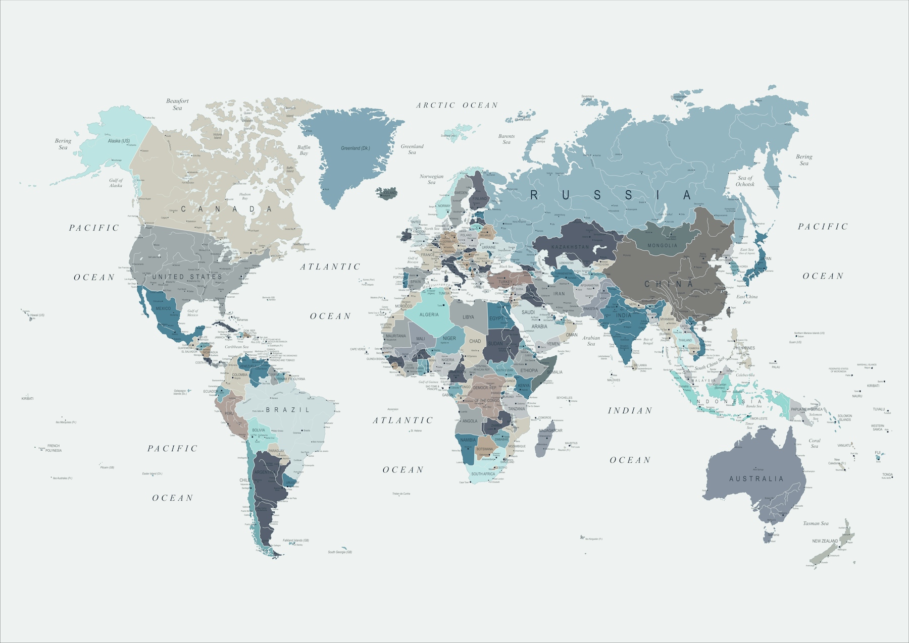 World Map in Neutral Tones Wallpaper | Happywall