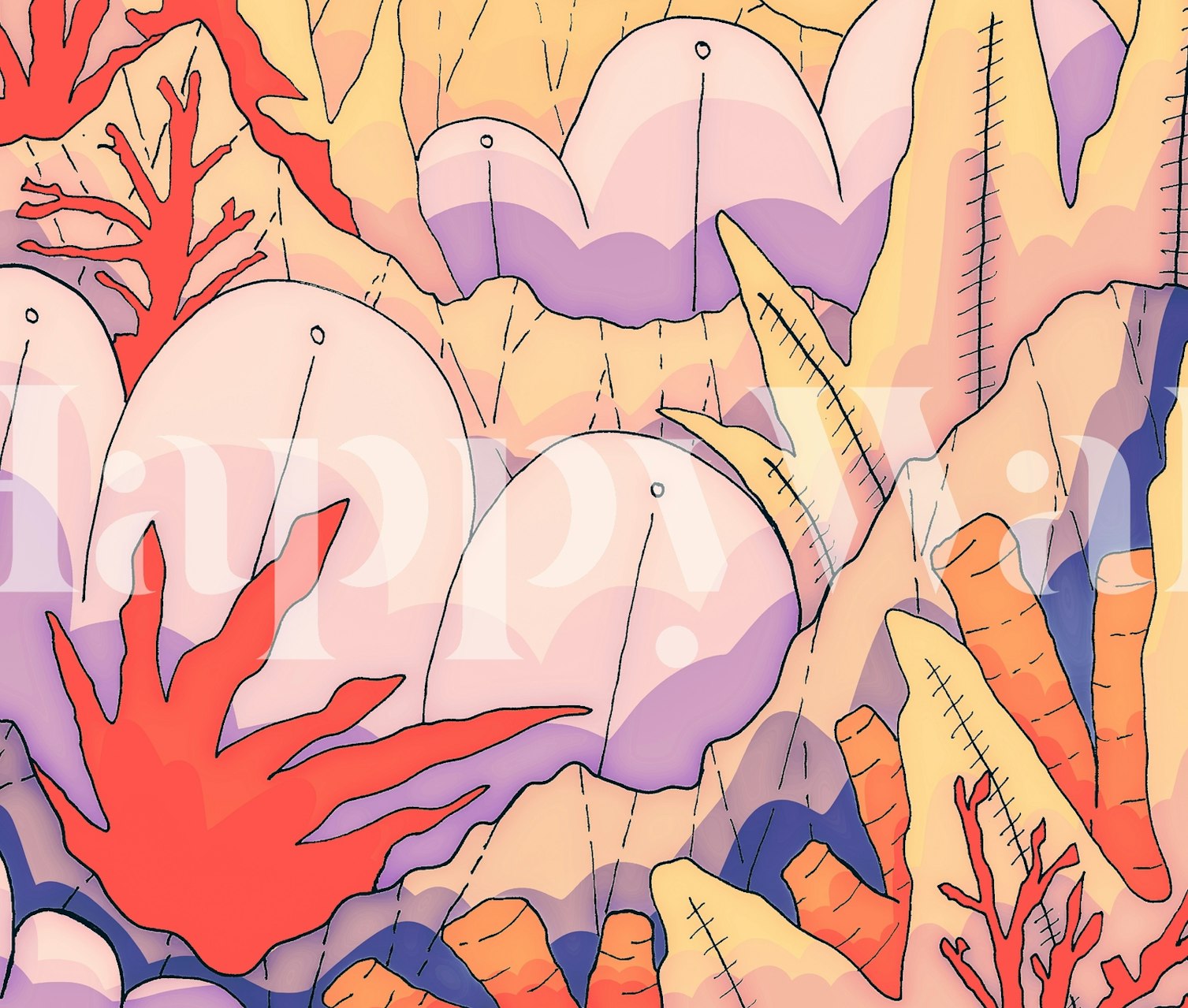 Ταπετσαρία Summer coral lands σε ένα δωμάτιο