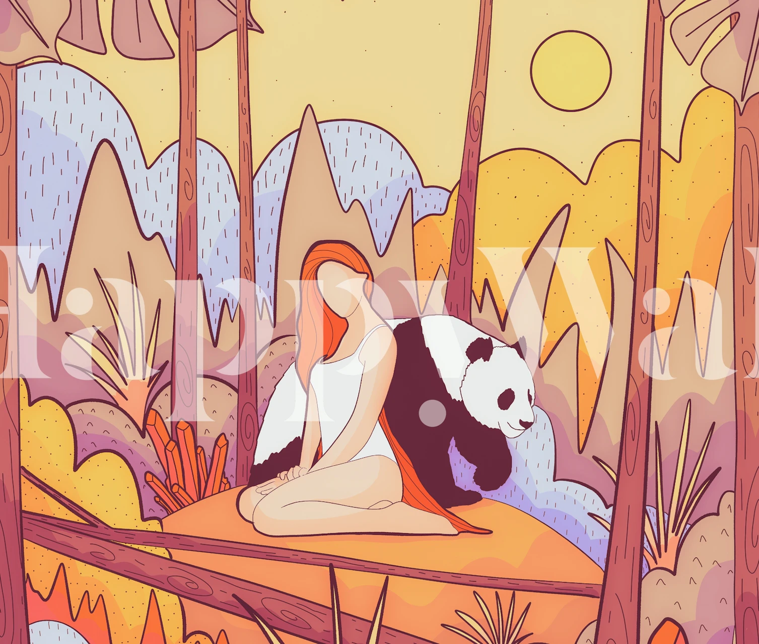 Fantazyjna tapeta z The girl and the panda