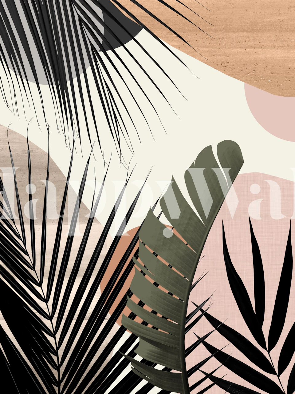 Tropical banana palm design wallpaper in interior