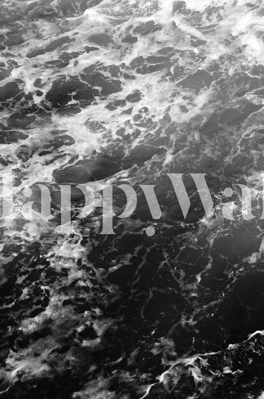 Black and white sea wave patterns in a fluid design wallpaper