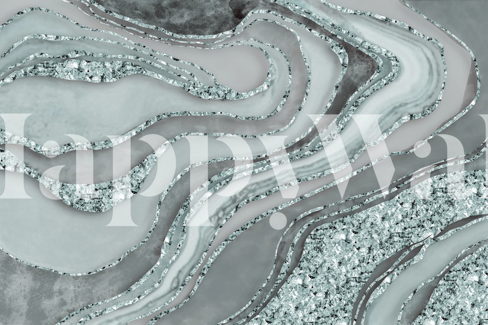 Papel de parede Crystal Marble Gemstone Teal em um quarto