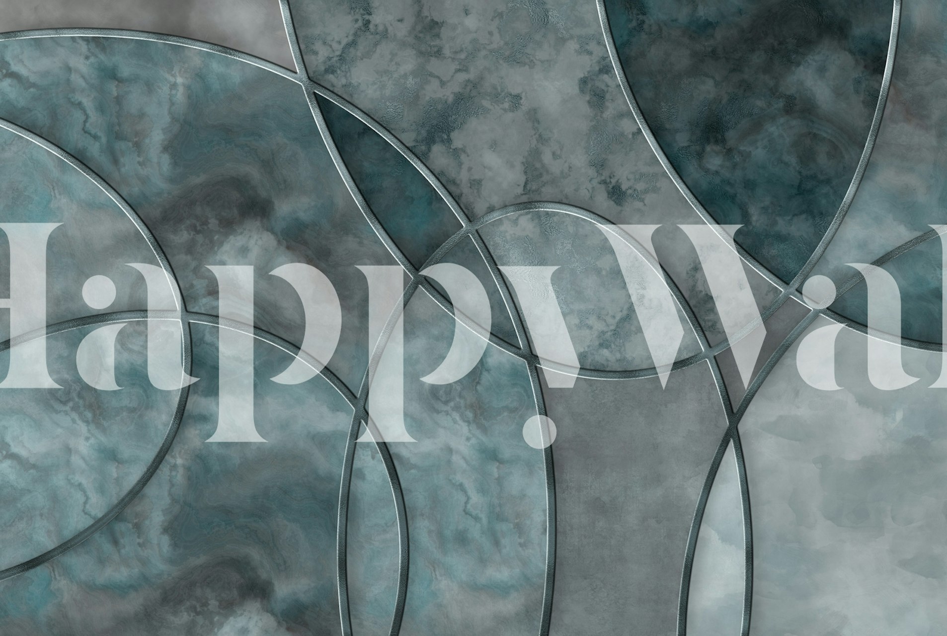 Eclectic Marble Shapes Teal tapet i et rum