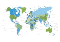 World Map Blue and Green carta da parati