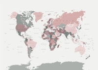 World Map in Pink and Green carta da parati