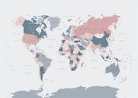 World Map in Pink and Blue behang