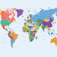 Buy World Map in Bright Colors Wallpaper | Happywall.com