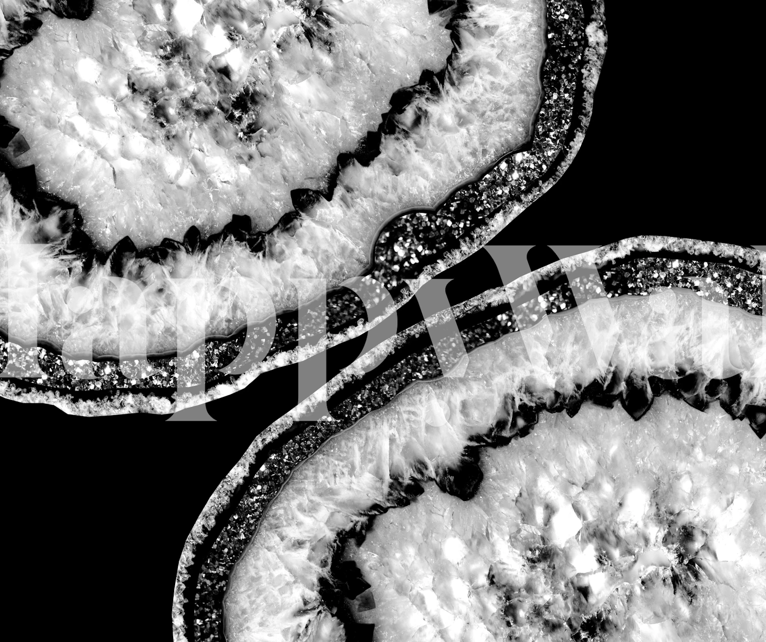 Black and white agate slices with glitter accents wallpaper