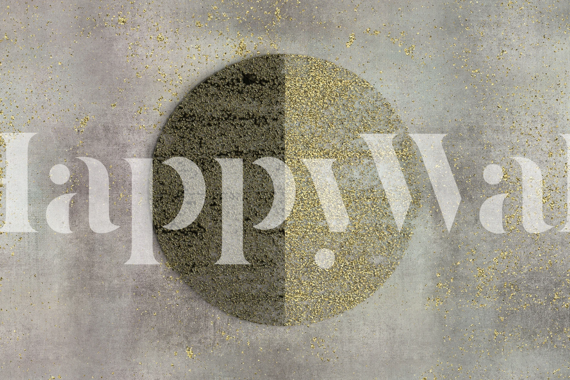 Zlatni i sivi geometrijski kružni zidni mural