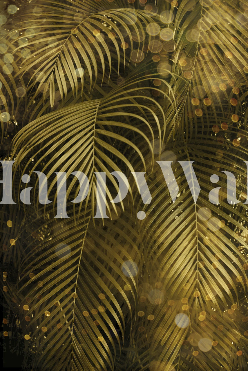 Golden Sparkle Palm Leaves wallpaper design