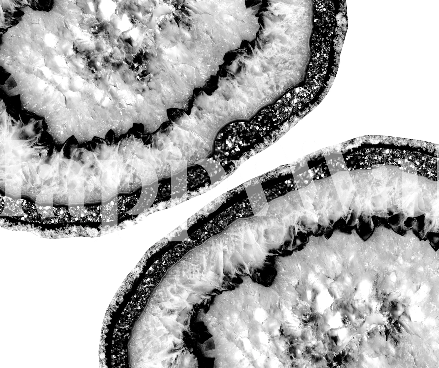 Black and white agate slices with a textured design wallpaper